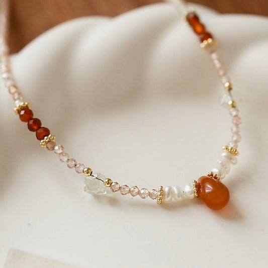 Red Agate Droplet Necklace