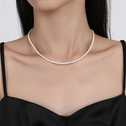 Classic 3mm White Pearls Choker