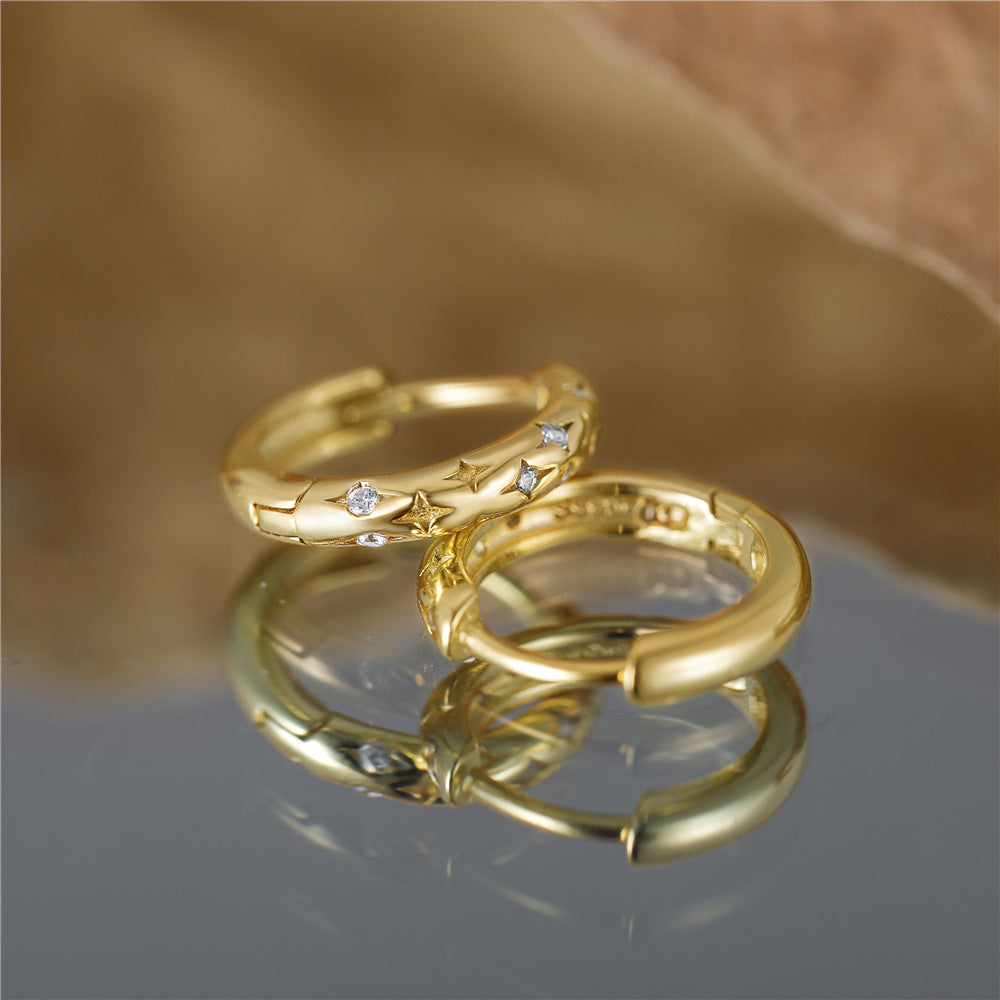 Starlight Gold Huggie Earrings Sterling Silver