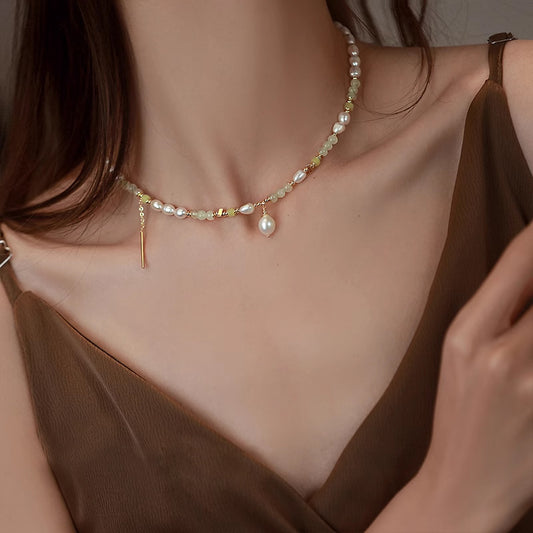 Emerald Waters Jade and Pearl Necklace