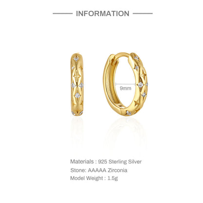 Starlight Gold Huggie Earrings Sterling Silver