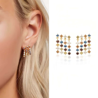 Rainbow Gem Cascade Earrings Sterling Silver