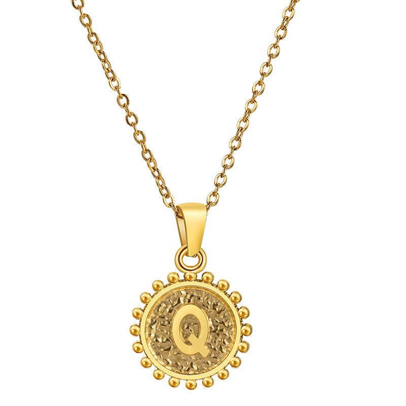 Personalized  A to Z Gold Initial Coin Pendant Necklace
