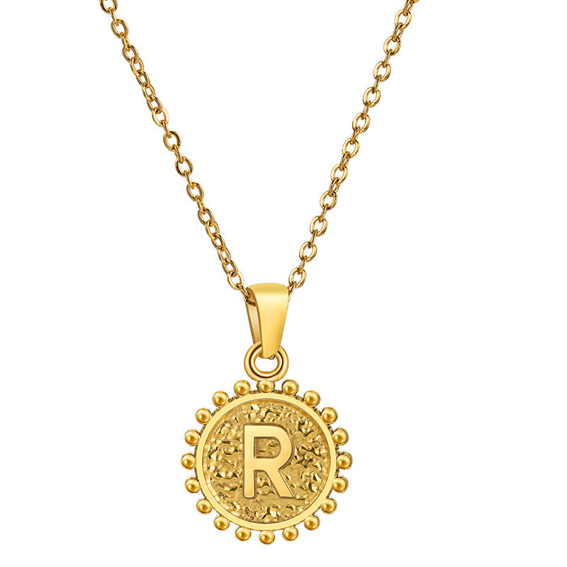 Personalized  A to Z Gold Initial Coin Pendant Necklace
