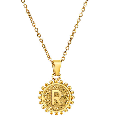 Personalized  A to Z Gold Initial Coin Pendant Necklace