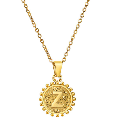 Personalized  A to Z Gold Initial Coin Pendant Necklace